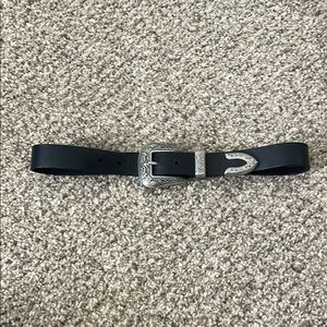Urban Outfitters Western Black Leather Belt with Silver Buckle